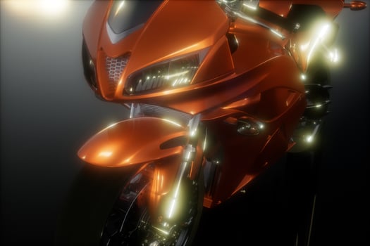 moto sport bike in dark studio with bright lights photo