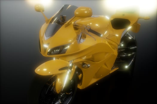 moto sport bike in dark studio with bright lights photo