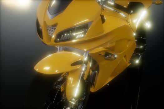 moto sport bike in dark studio with bright lights photo
