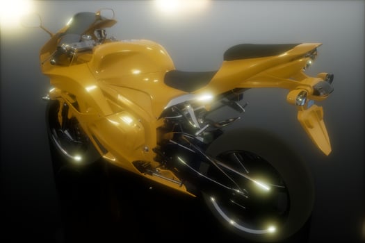 moto sport bike in dark studio with bright lights photo