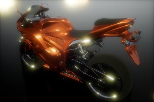 moto sport bike in dark studio with bright lights photo