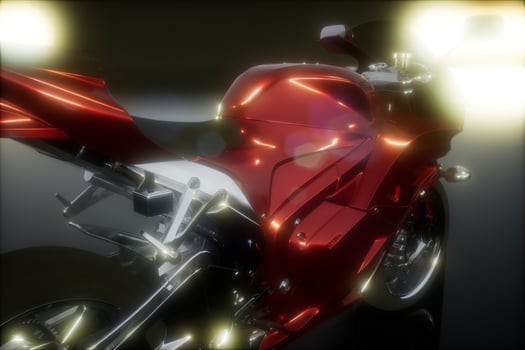 moto sport bike in dark studio with bright lights photo