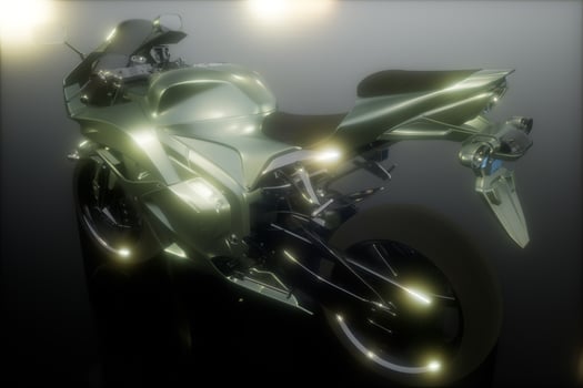 moto sport bike in dark studio with bright lights photo