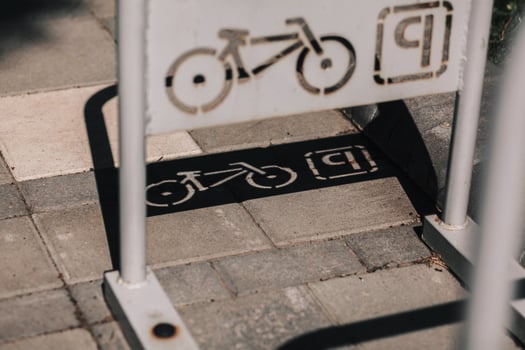 bicycle parking in the city photo