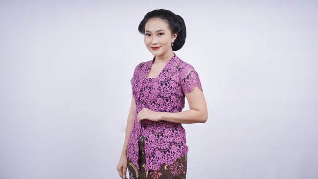 beauty in kebaya cute smiling looks elegant isolated on white background photo