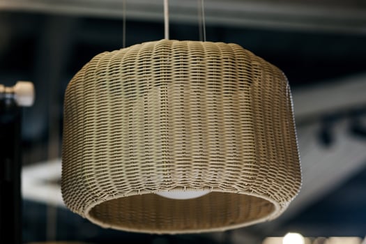 Straw lampshade in room photo