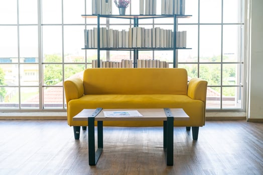empty yellow sofa decoration in a room photo