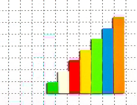 The business colored growing graph for design on white photo