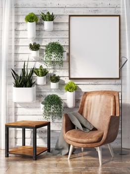 Living room interior house floor template background frame mock up design copy space 3d render photo