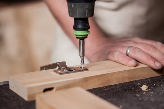 Close up of  carpenter tools on the table in wokshop, woodworking tools photo