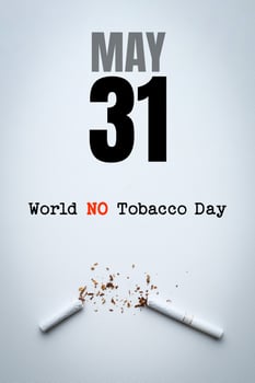 World no tobacco day lettering over white background. photo
