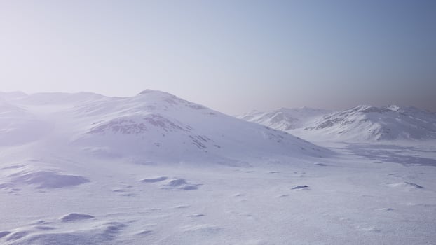 Aerial Landscape of snowy mountains and icy shores in Antarctica photo