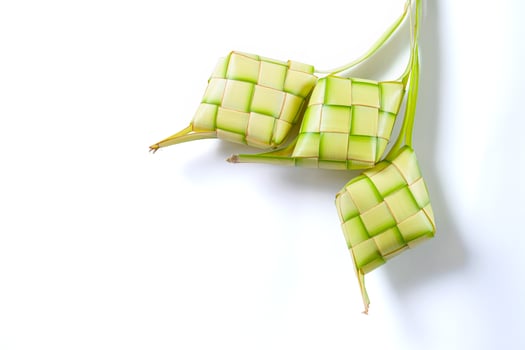 Top view of traditional food isolated on white background, called Ketupat photo