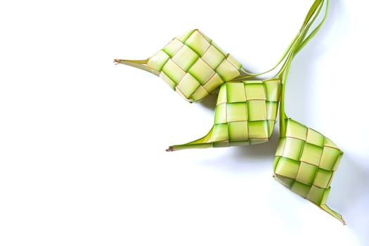 Top view of traditional food isolated on white background, called Ketupat photo