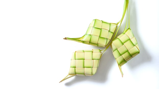 Top view of traditional food isolated on white background, called Ketupat photo