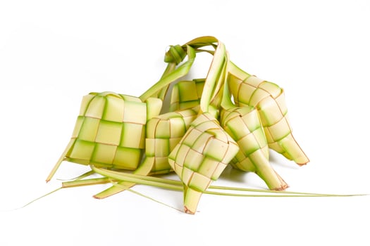 Top view of traditional food isolated on white background, called Ketupat photo