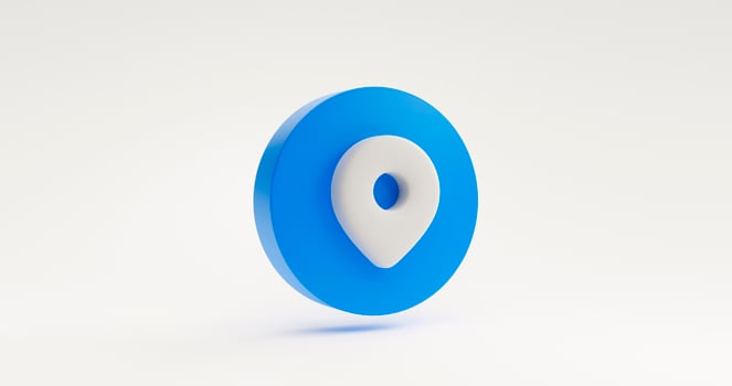 Blue pointer pin location navigation gps search map marker sign  icon or symbol website element concept. illustration on white background 3D rendering photo