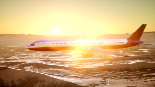 view to the airplane over the desert photo