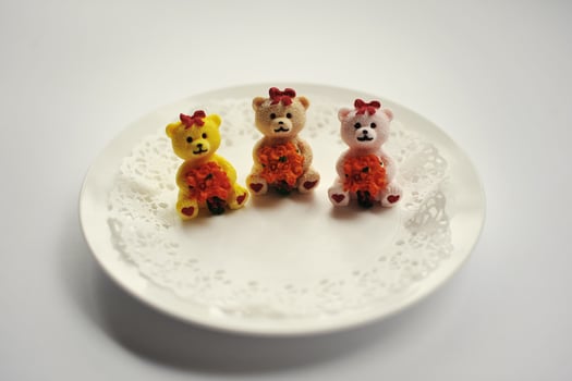 sweet candies of three bears food isolated on white photo