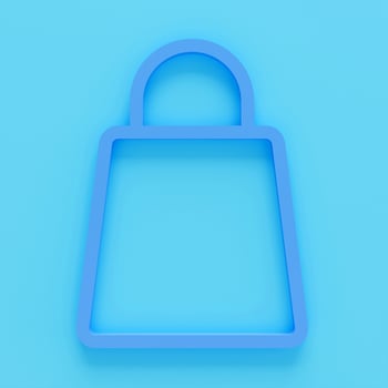 A small colour bag for storing things with a rope tied on a colour background. 3D render of a bag icon photo