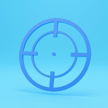 3d target icon redner, isolated on blue colour backgorund. Succes concept photo