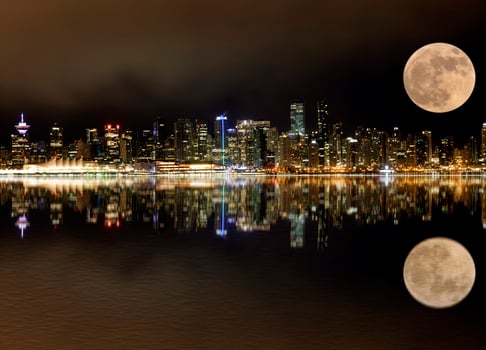 Vancouver Night Full Moon photo