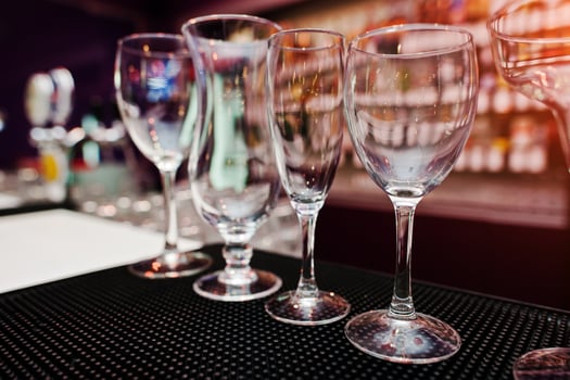 Set of collection cup glasses for bar drinks photo