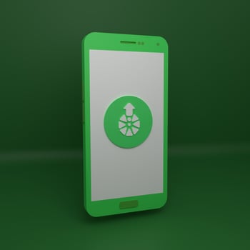 the update process is in progress on the green 3d smartphone. photo