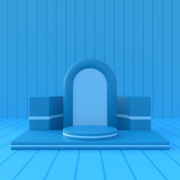 simple 3d podium with blue background. photo