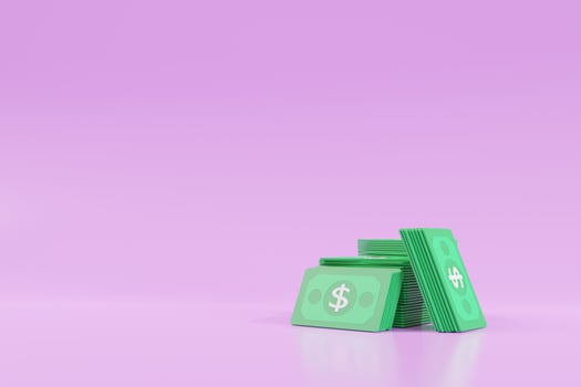 3D Money concept. cash stack, and banknotes. 3d  illustration photo