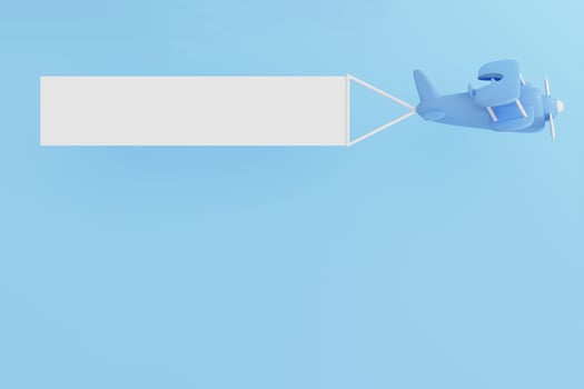 Toy Airplane and advertising banner plane carrying a blank banner. Advertising banner. 3d illustration photo