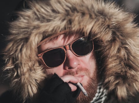 Handsome hipster stylish man photo