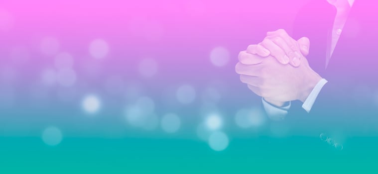 Man's hand praying and worship to GOD Using hands to pray in religious beliefs and worship christian in the church or in general locations in vintage color tone or copy space. photo