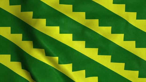 Gurabo flag, city of Puerto Rico, waving in wind. 3d illustration photo