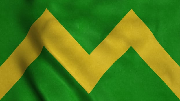 Maricao flag, city of Puerto Rico, waving in wind. Realistic flag background. 3d illustration photo
