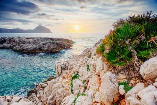 Spring panorama of sea coast city Trapany. Sicily, Italy, Europe photo