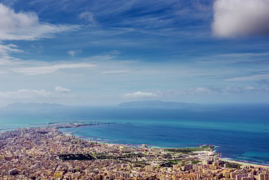 Spring panorama of sea coast city Trapany. Sicily, Italy, Europe photo