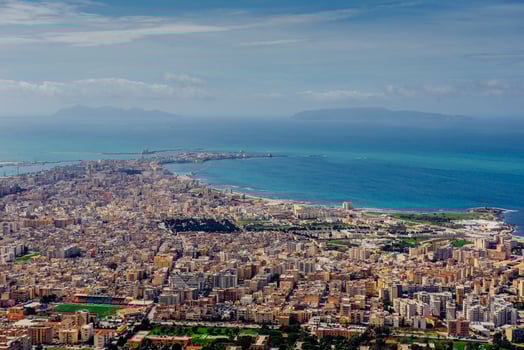 Spring panorama of sea coast city Trapany. Sicily, Italy, Europe photo