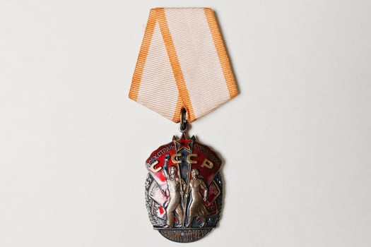 Soviet medal for badge of honor on white background photo