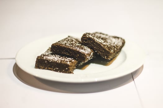 protein bar in plate with white background photo