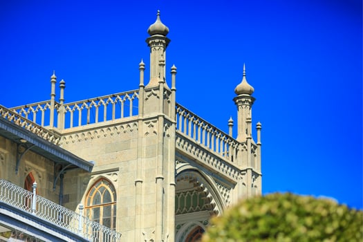 Edge of the facade of the Vorontsov Palace in Crimea photo