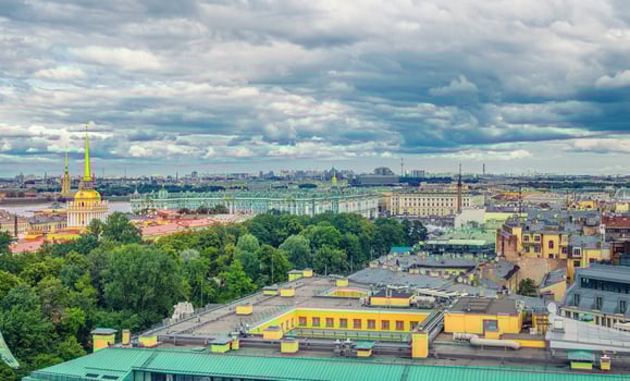 Top aerial panoramic view of Saint Petersburg photo
