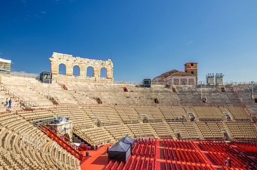 The Verona Arena interior inside view with stone stands. Roman amphitheatre Arena photo