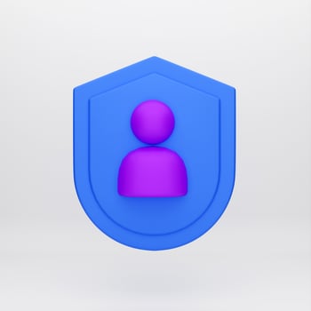3d cartoon icon shield for mockup template presentation infographic  3d render illustration photo