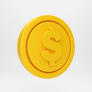 3d cartoon icon coin money dollar for mockup template presentation infographic  3d render illustration photo