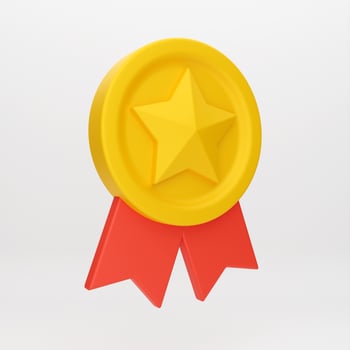 3d cartoon icon reward badge for mockup template presentation infographic  3d render illustration photo