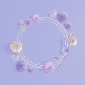 Floral frames. Floral wreath. Unique decoration for greeting card, wedding invitation, save the date. Space for your text. 3d. photo