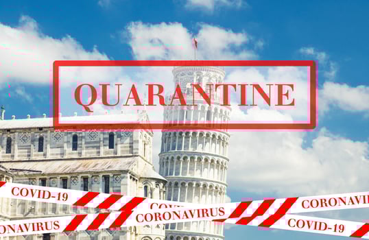 Quarantine in Italy. No travel and lockdown concept. photo