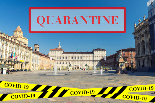 Quarantine in Italy. No travel and lockdown concept. photo