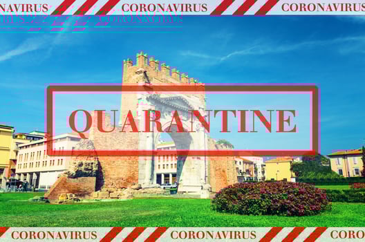 Quarantine in Italy. No travel and lockdown concept. photo